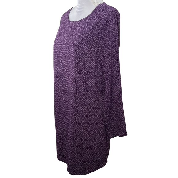 Prana Cece Purple Geometric Print Long Sleeve Shift Dress Small - Picture 7 of 12